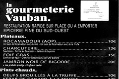Carte de la Gourmeterie Vauban à Peprignan